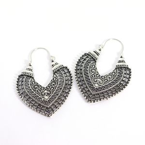 Boho Style Silver Tone Heart-shaped Earrings